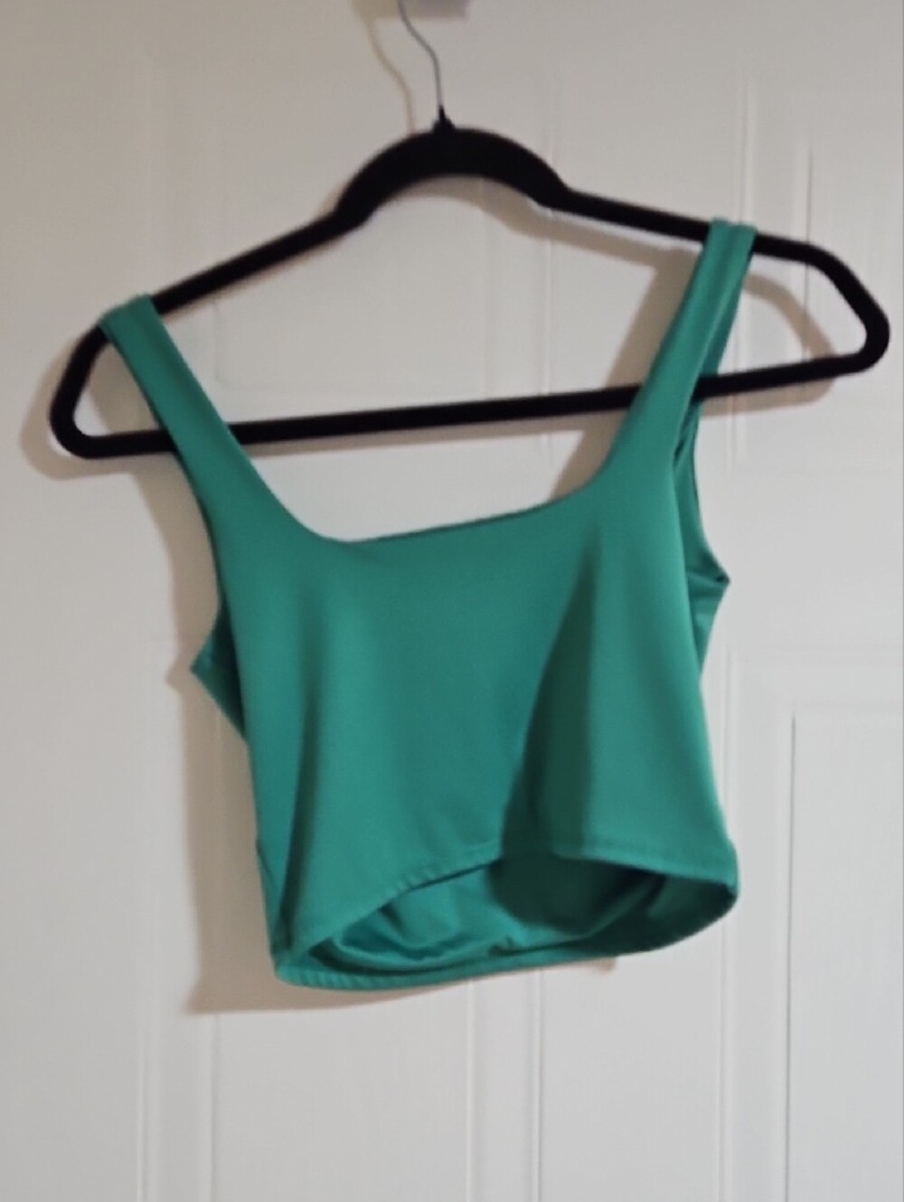 Women’s Green Square-Neck Crop Tank Top Small Live In The Moment Stretchy - Picture 3 of 3